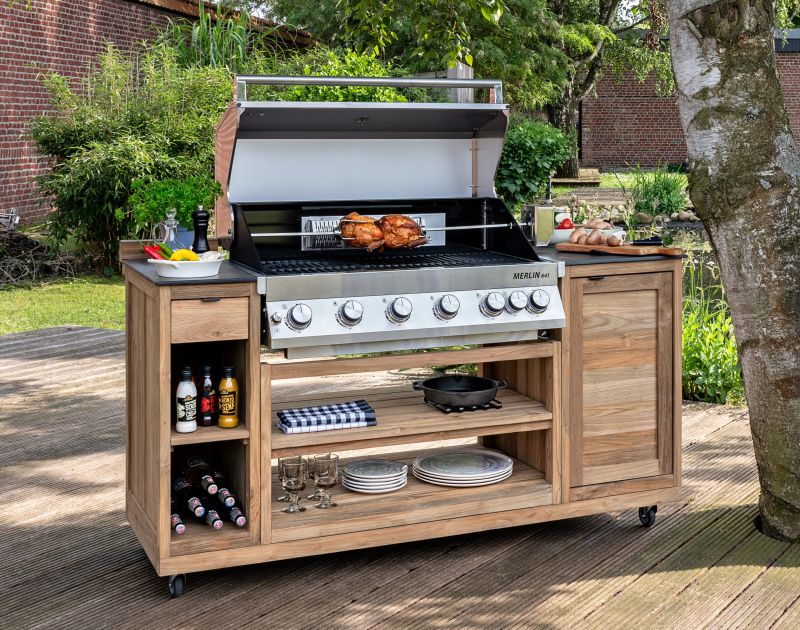 Mobile Outdoor Grillküche inkl. Built-In Merlin 641